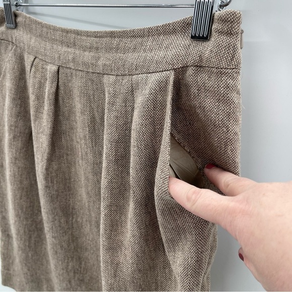 Anthropologie Preppy Tabitha Linen Tweed Knee Length Fairy Naturecore Skirt 4 - Picture 2 of 7